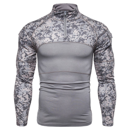 Functional T-shirt for men with high collar and innovative camouflage design Chic and Style