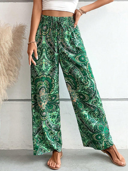 Wide Palazzo Pants for Women with an Elegant Paisley Pattern Chic und Stil