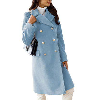 Elegant wool coat for women with trendy double-breasted design Chic und Stil