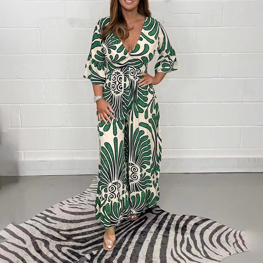 Robe maxi pour femmes avec décolleté en V et basques Chic und Stil