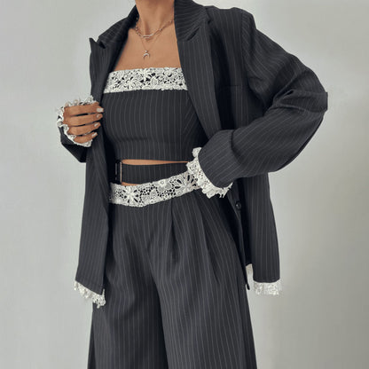 Dames Ensemble élégant à deux pièces avec accents en dentelle Chic und Stil