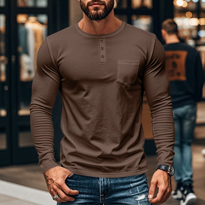Chemise à manches longues pour hommes avec patte de boutonnage et poche poitrine Chic und Stil