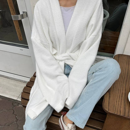 Dames Cardigan douillet avec manches larges et ceinture à nouer Chic und Stil