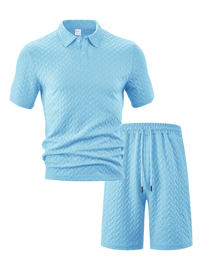 Ensemble polo et shorts sportifs pour hommes avec motif structuré Chic und Stil