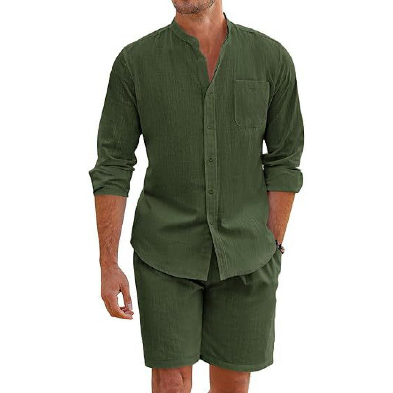 Chemise en lin légère pour hommes avec shorts assortis Chic und Stil