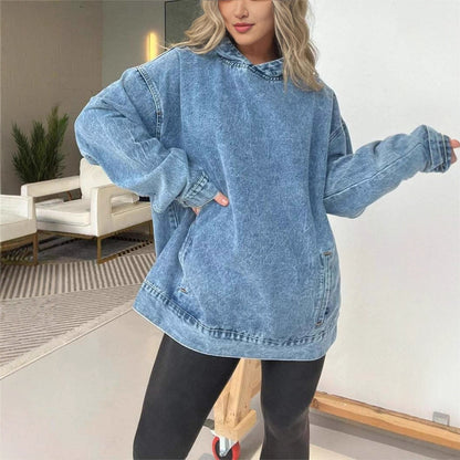 Dames hoodie en denim surdimensionné Chic und Stil