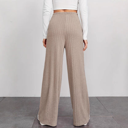 Wide knit pants for women with a refined structured pattern Chic and Style