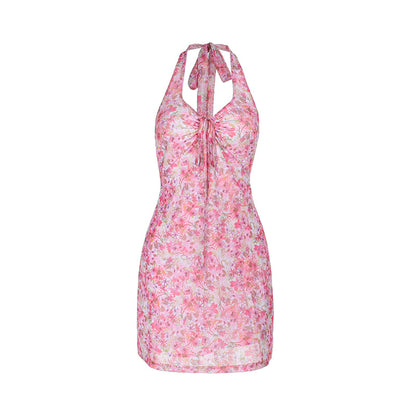 Dames Fleurs Collier Mini Robe Chic und Stil