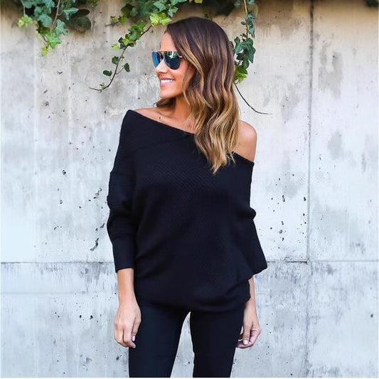 Pull en tricot décontracté à épaule dénudée pour femmes en style oversized Chic und Still