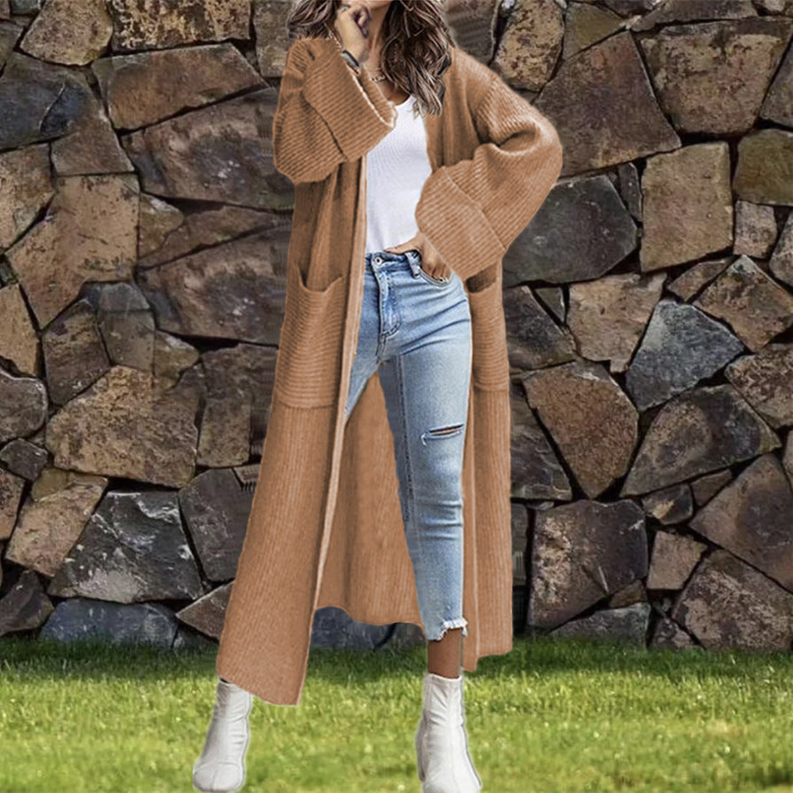 Dames Grand manteau en tricot avec poches profondes et coupe décontractée Chic und Stil