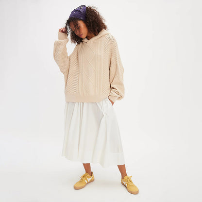 Dames gros tricot-hoodie avec motif de tresse stylé Chic und Stil