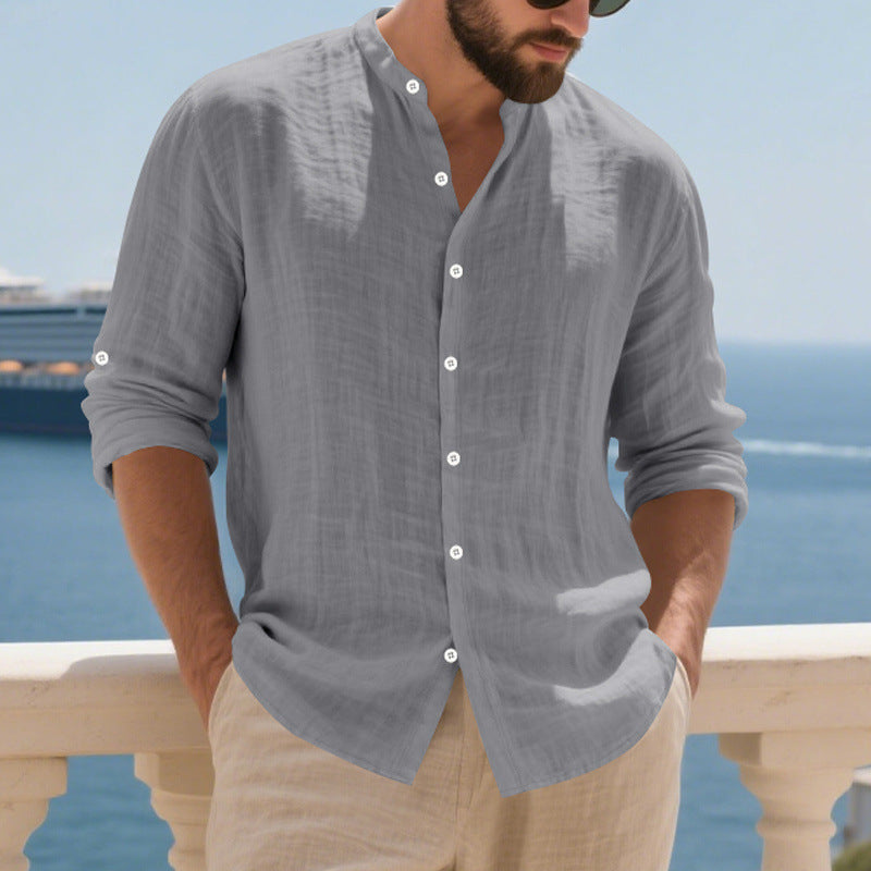 Chemise décontractée à manches longues pour hommes avec des détails de boutons modernes et une surface texturée Chic und Stil