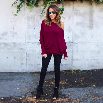Pull en tricot décontracté à épaule dénudée pour femmes en style oversized Chic und Still
