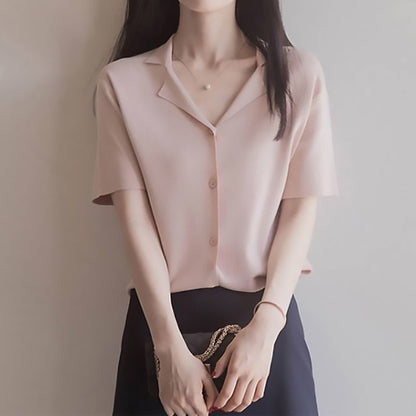 Blouse à boutons à manches courtes pour femmes Chic und Stil