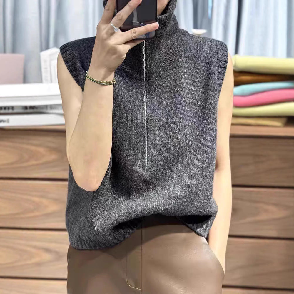 Pull en knit pour femmes avec col montant et fermeture éclair Chic und Stil