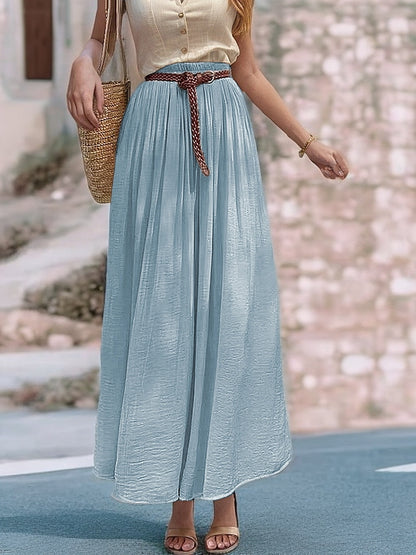 Robe Maxi longue pour femmes avec ceinture élastique et tissu fluide Chic und Stil