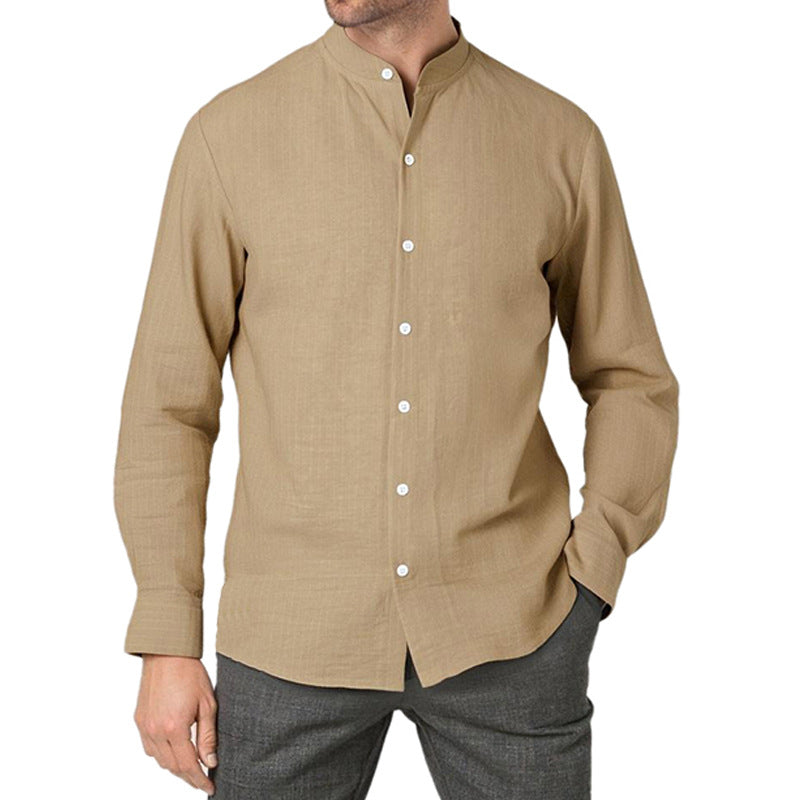 Chemise à manches longues pour hommes avec un motif rayé moderne et un col montant pratique Chic und Stil