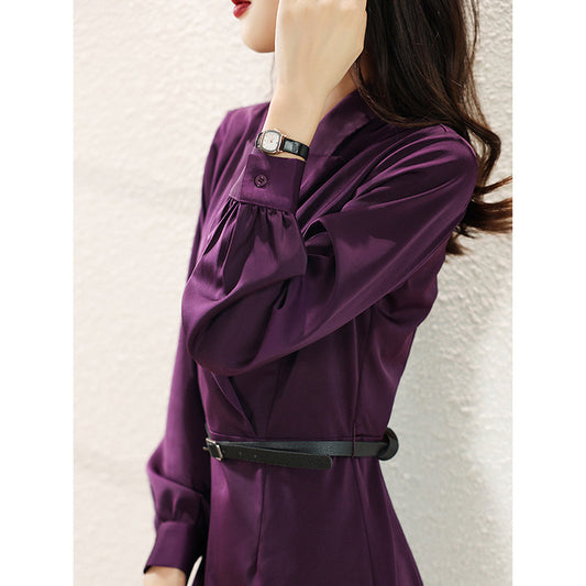 Robe élégante à manches longues pour femmes avec ceinture Chic und Stil
