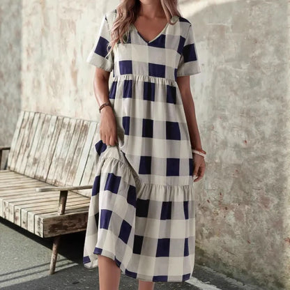Robe midi à paliers à encolure en V Chic und Stil pour femmes