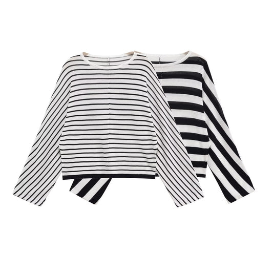 Dames pull oversize rayé Chic und Stil