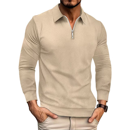 Fleece pullover for men with a high collar and an innovative structured design Chic und Stil