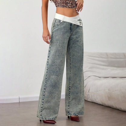 Ladies Flared Denim Pants with Innovative Belt Chic and Style
