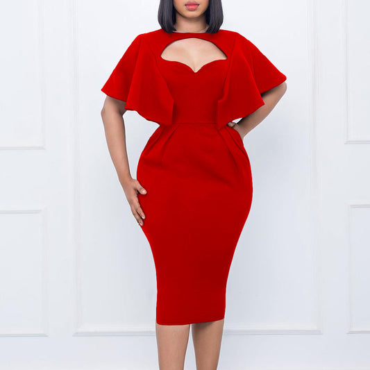 Robe crayon femme avec des manches volumineuses et des détails découpés Chic und Stil