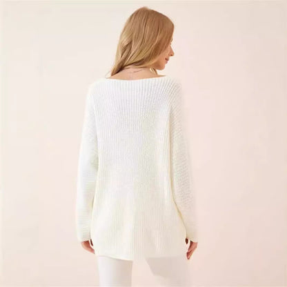 Pull femme décontracté à col V avec motif tricoté texturé Chic und Stil
