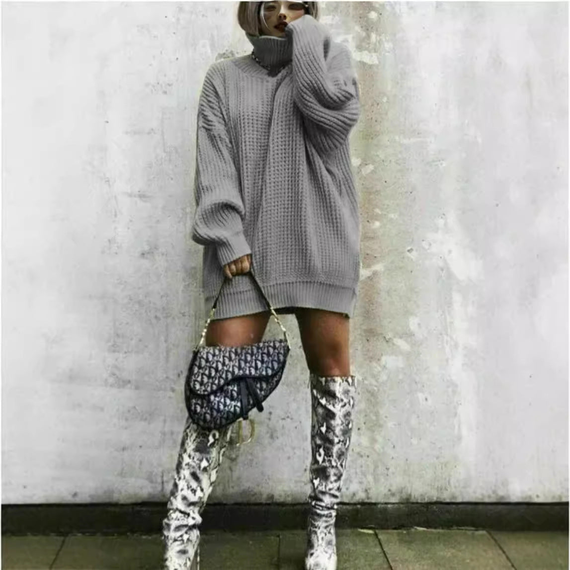 Pull en tricot surdimensionné pour femmes au look structuré avec col montant Chic und Stil