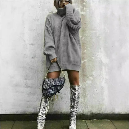Pull en tricot surdimensionné pour femmes au look structuré avec col montant Chic und Stil