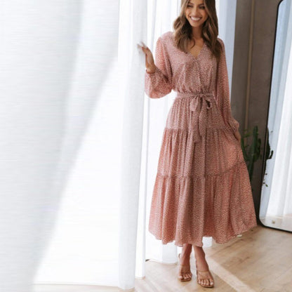 Robe midi à volants pour femmes avec ceinture cintrée Chic und Stil