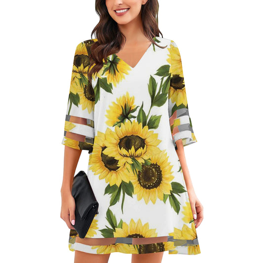 Robe shift à manches décolleté en motif léopard pour femmes Chic und Stil