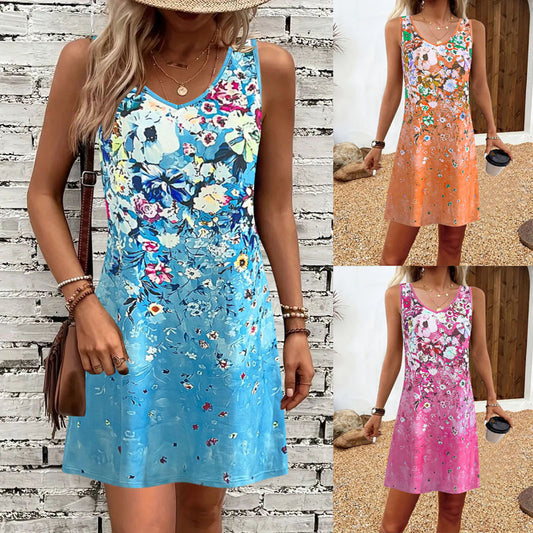 Robe A-ligne à imprimé floral Chic und Stil pour femmes