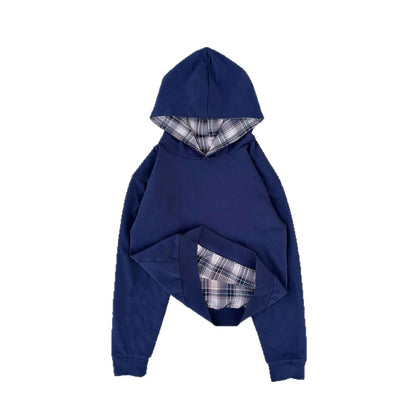 Haut de survêtement décontracté pour femmes avec doublure en matelassé et motif à carreaux contrasté Chic & Stil