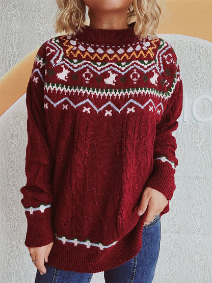 Pull-over en grosse maille pour femmes avec motif festif et dessin de torsades moderne Chic und Stil