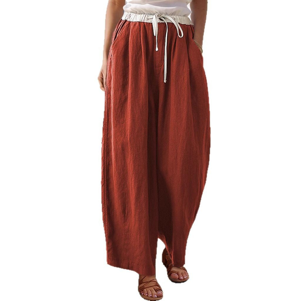 Loose linen pants for women with elastic waistband and stylish drawstring Chic and Style