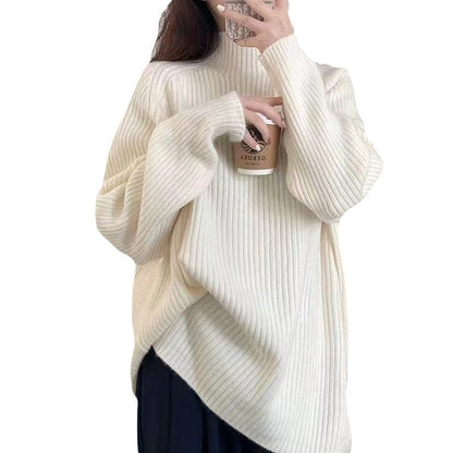 Robe en tricot pour femmes avec un joli design en côtes et un col haut Chic und Stil