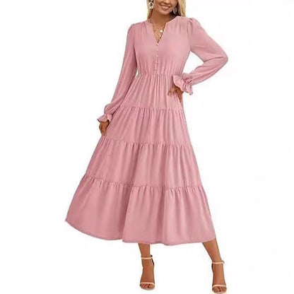 Robe maxi à manches longues pour femmes avec volants Chic und Stil