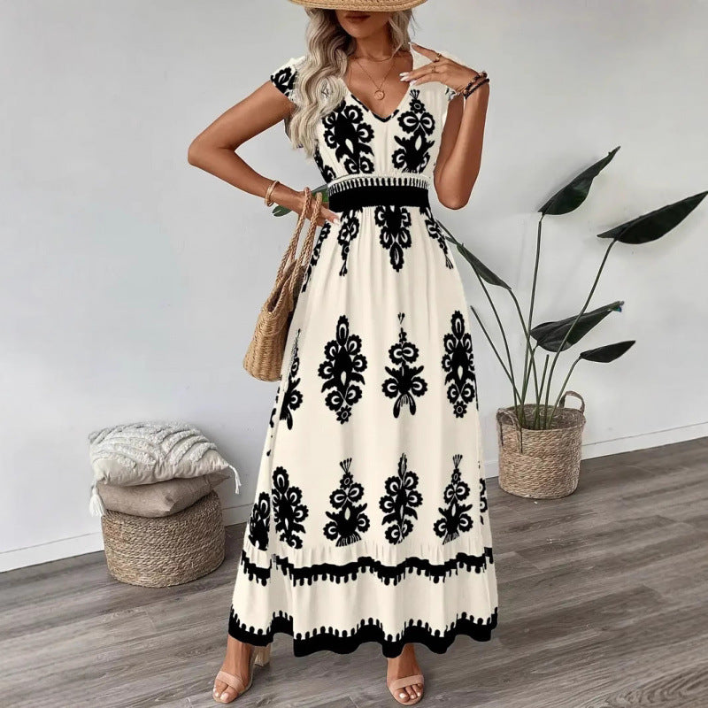 Robe maxi à décolleté en V brodée pour femmes Chic und Stil