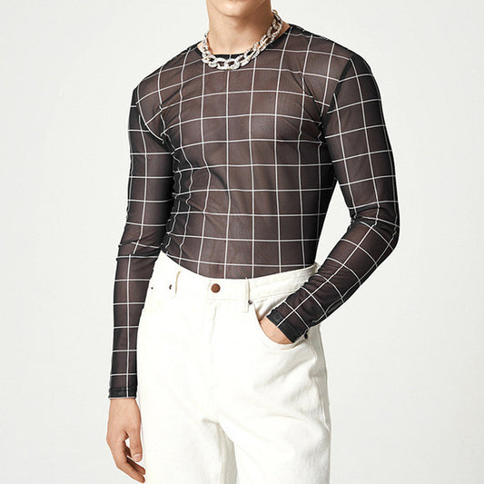 Haut en filet pour hommes avec un motif à carreaux moderne et un tissu respirant Chic und Stil
