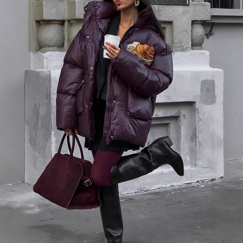 Dames Doudoune d'hiver avec cordon de taille ajustable et capuche Chic und Stil