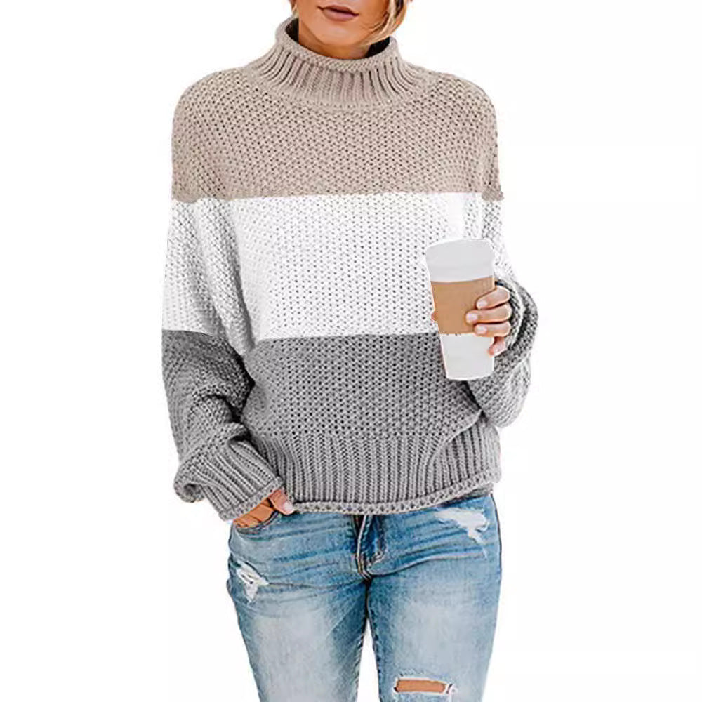 Pull femme avec col montant et tissage structuré Chic und Stil
