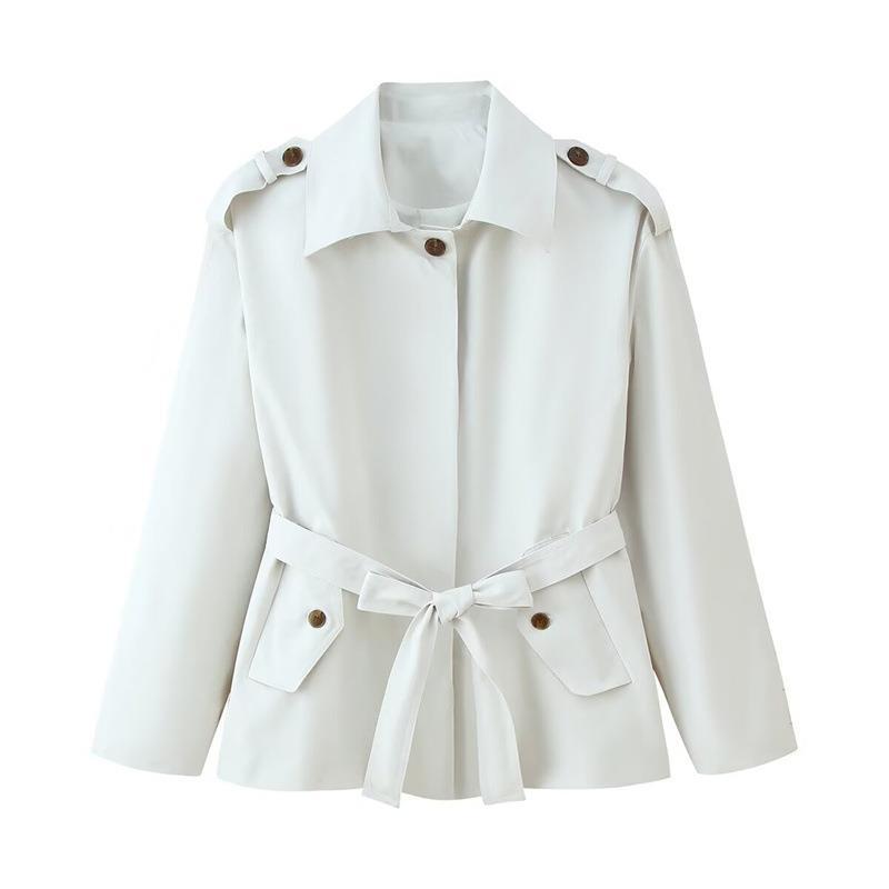 Dames élégante trench-coat avec ceinture réglable et détails de boutons à la mode Chic und Stil