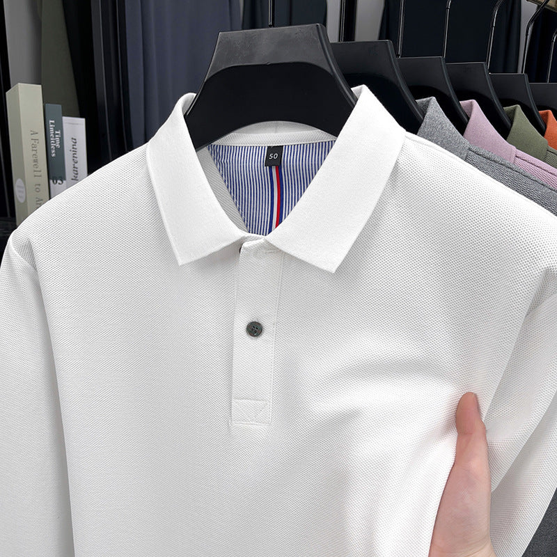 Men's Long Sleeve Polo with Structured Design and Breathable Properties Chic and Style