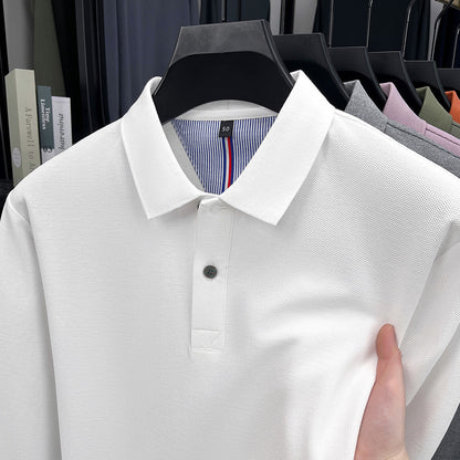 Men's Long Sleeve Polo with Structured Design and Breathable Properties Chic and Style