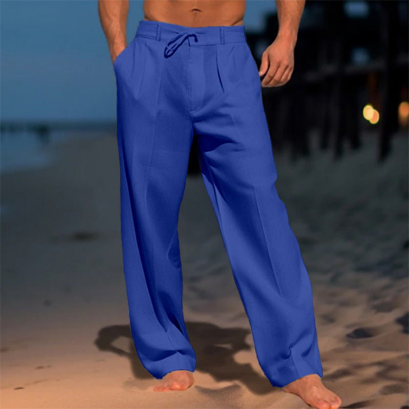 Pantalon d'été ample pour hommes avec taille élastique et poches pratiques Chic und Stil