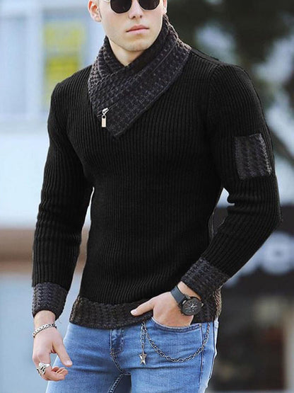 Pull en maille pour hommes avec col montant et design texturé Chic und Stil