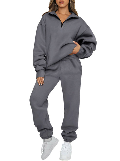 Chic and Style women's sporty zip sweater and jogger pants set