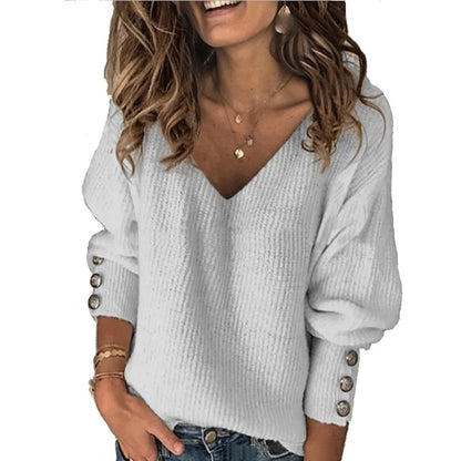 Pull en tricot pour femmes avec coupe ample et détails uniques de boutons Chic und Stil