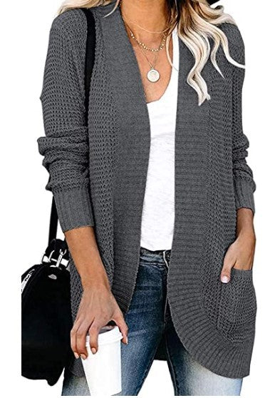 Dames Gilet en Tricot Décontracté avec Devant Ouvert et Poches Pratiques Chic und Stil